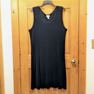 Chicos Travelers Midi Tank Dress Black Slinky Flowy Chic Retro Boho Womens 3 XL